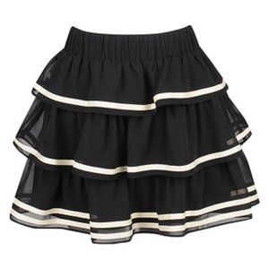 Black and White Tiered Mini Skirt